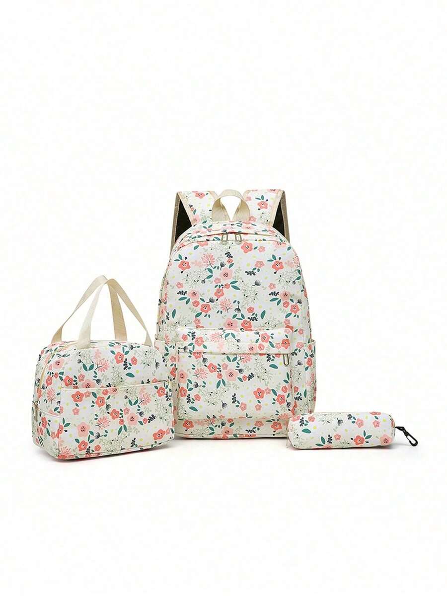 3件套可爱印花大容量旅行背包，适合上学、毕业典礼及各种场合。全新学生背包，适合青少年，有小学、初中和高中尺码可选。 - 彩色 - 查看 1