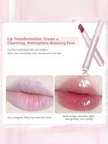 NOVO 不粘腻保湿水润固体唇膏，哑光质地，透明不粘腻唇啫喱，适合日常、通勤、学生、Y2K可爱风、送朋友、派对、毕业、秋冬季、新年妆容 - 06#甜桃凍 - 查看 8