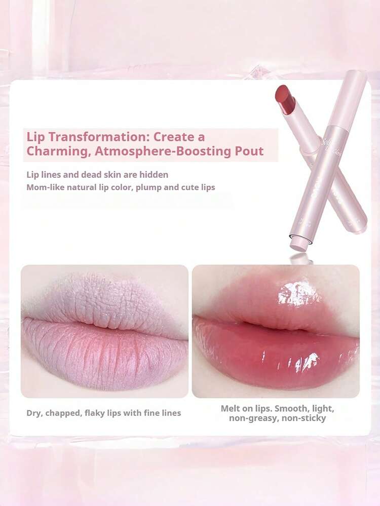 NOVO Non-Sticky, Moisturizing Solid Lip Balm, Matte Finish, Transparent Non-Sticky Lip Jelly, Suitable For Daily, Commute, Student, Y2K Cute Style, Gift For Friends, Party, Graduation, Autumn/Winter, New Year Makeup