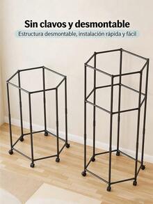 Tendedero sencillo para uso doméstico: tendedero de suelo para dormitorio o balcón, con barra de secado multiángulo de gran capacidad y perchero multifuncional reforzado Tendedero hexagonal giratorio multifuncional fácil de instalar, tendedero para colgar y perchero. - Negro - Ver 4