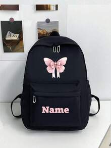 Customized Backpack, Ideal For Students Or Everyday Use; Fashionable And Versatile, Made Of Durable Nylon Material; Can Be Personalized With Name Or Holiday Greetings; Suitable For Both Men And Women; Elegant And Simple Design, Soft And Comfortable; Vibrant Colors; Adorable And Charming; Perfect For Casual Wear; Unique Personalized Gift For Family And Friends. - Black - View 14