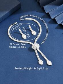 Water Drop Shaped Bridal Fashion Zirconia Exquisite Jewelry, Suitable As Wedding, Birthday Gift Or Party Decoration - Silver - View 6