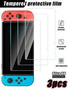 3pcs Ultra-Clear Tempered Glass Screen Protector, Compatible With Nintendo Switch Series, Waterproof, Anti-Fingerprint, Anti-Scratch, Ultra-Thin, Easy Installation, High Definition, Compatible With Switch/Switch Lite/Switch OLED/Switch 2 And Other Models