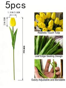 20 Stück künstliche gelbe Tulpenblumen, geeignet als Muttertagsgeschenk, Hochzeitsdekoration, Heimdesign, Schlafzimmer, Wohnzimmer, Geburtstagsfeier, Valentinstag Dekoration - Gelb - Übersicht 9