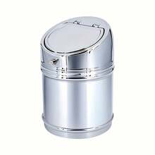 Stainless Steel Car Ashtray With One Click Pop-Up Lid, Built-In Mouthpiece And Fire Extinguisher, Stylish Metal Design, Suitable For Home, Office Or Vehicle Use, Smoking Ashtray - 1pc - View 1