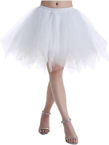 女士蓬松多层薄纱裙，公主/天使/芭蕾舞演员服装连衣裙，松紧腰带，蓬松多层设计 - 淡紫色 - 查看 2