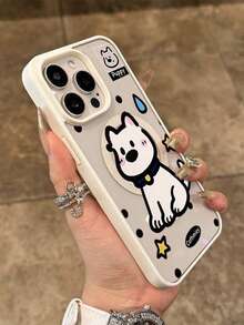 1pc Cute Cartoon Puppy Design Magnetic Wireless Charging Phone Case, Compatible With IPhone 17 Pro Max/16 Pro Max/15 Pro Max/13/15/16/17 Pro/14/11, New Magnetic Protective Phone Cover - White - View 3