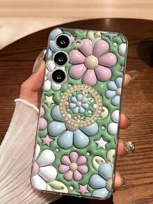 1个时尚花卉透明软手机壳，兼容 17系列、荣耀、红米、三星Galaxy A04e/12/A13/A14/A34/A50/A52/A53/A54/S21/S22/S23/S24/S25/S25 Ultra、6A/7A/8A、12T/13T - 無色 - 查看 3