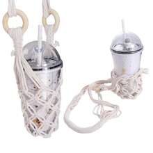 1PC Wine Bottle Carrier Cotton Hanging Water Bottle Net Bag With Hooks Portable Bottle Storage Holder DIY Wine Accessories - Multicolor - View 3