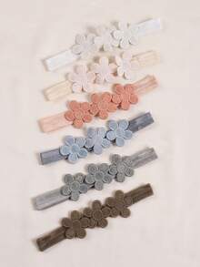 6件儿童彩色花朵头带，清新色彩，日常佩戴舒适 - 咖色 - 查看 4