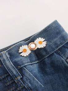 3 piezas Cinturón de cintura con botones de margarita, cinturón de cintura metálico sin coser ni perforar, accesorios de cinturón de cintura con forma de conejo adecuados para varios pantalones - Unitalla - Ver 5