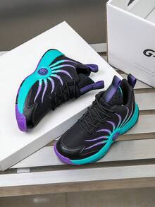 1 Pair Kids' Basketball Shoes, Youth Outdoor Sports Shoes Anti-Slip New Fashion Colorblock Breathable Casual Boys Shoes