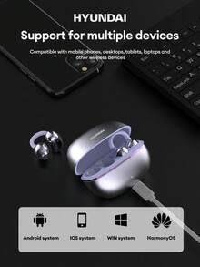 Écouteurs Bluetooth à clip d'oreille HYUNDAI EarclipC7, conception à écouteurs ouverts, Bluetooth 5.4, audio directionnel, son surround, étanchéité IP45, longue durée de vie de la batterie, faible latence pour le jeu et la musique, ajustement confortable pour le sport, compatible avec les smartphones et les ordinateurs - Multicolore - Voir 9