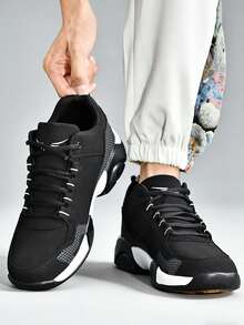 Salkin New Men's Sports Shoes Basketball Training Shoes, Affordable Brand-Like Lace-Up, Suede-Like Soft & Comfortable Breathable Uppers, Shock-Absorbing Bounce-Back Non-Slip Rubber Outsole, Casual Sneakers For Running, Walking, Outdoor Wear, Suitable For All Seasons And Holidays. Note: Runs Large, Suggest Ordering One Size Down, Great For Casual Jeans Sports Style. - Black and White - View 11