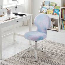 Chairus Mushroom Children's Swivel Chair In Soft Colorful Faux Fur Height Adjustable Desk Chair For Kid's Room - 藍色 - 查看 3