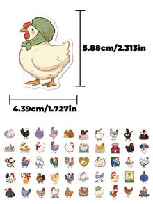50pcs Cartoon Chicken Doodle Stickers Funny Creative Designs Perfect For Skateboards, Guitars, Scrapbooks, Manuals, Water Bottles, Laptops, Suitcases, And Table Personalization - Fun Stickers - Multicolor - View 7