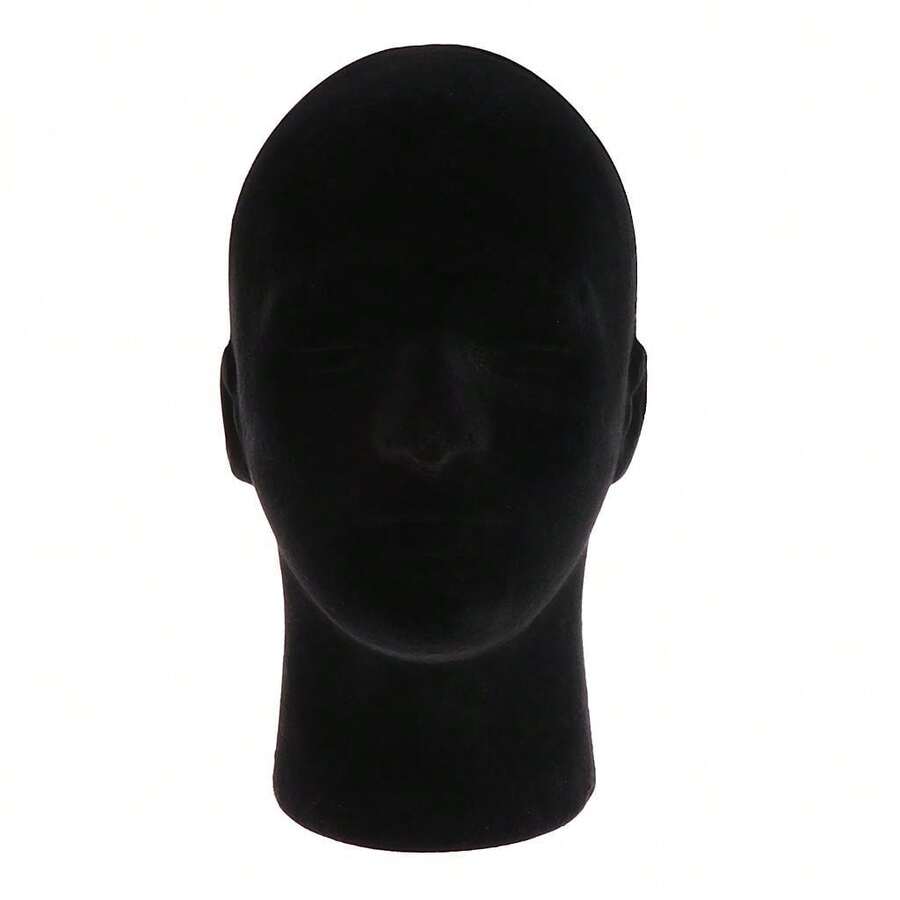 Styrofoam Model Head Mannequin Stand Wig Hair Hat Display Black - Black - View 1