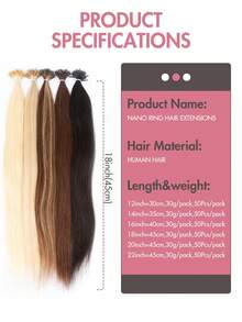 Nano Tip Hair Extensions Human Hair Balayage Nano Ring Beads Pre-Bonded Seamless Highlight Extensions For Women Nano Extension Human Hair Ease Of Use 50s Invisible Nano Bead Extension Valentine's Day - Multicolor - View 7