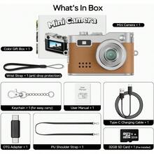 Mini Retro Camera With 1080P Video, 12MP Photos, Keychain Digital Camera, Ultra-Compact Tiny Camera With 32GB SD Card, OTG Adapter, Vintage Little Cameras For Travel, Daily Vlogging, Brown - 棕色-DC26 - 查看 6