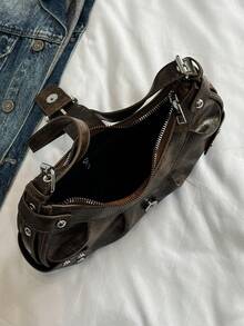 Fashionable Pleated Solid Color Women Shoulder Bag - Coffee - View 9