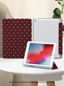 1个棕色爱心波点图案扁平保护套，兼容iPad 10.2英寸（2021/2020款）、iPad第10/9/8代、iPad（A16）11英寸（第11代，2025款）、三星Galaxy Tab A8 10.5英寸（2022款），平板电脑保护套带笔槽，支持自动睡眠/唤醒功能。 - 彩色 - 查看 4