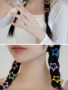 30pcs/Pack Y2K Colorful Drip Oil Star Hair Clips, Multi-Color Star Design, Vibrant Colors To Match Various Outfits, Add Cute And Lively Vibe To Hairstyles, Suitable For Girls, Applicable For Daily, Weekend Outings, Birthday Parties, Easily Enhance Personal Image And Create A Sweet, Charming Look - Multicolor - View 5