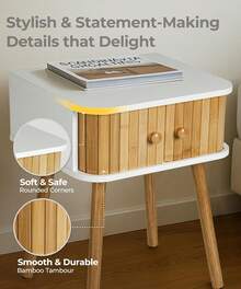 Boho Nightstand, Mid-Century Modern Nightstand, Bedroom Nightstand, Bedside Storage Table, Girls' And Women's Bedside Table, Suitable For Dormitories, Home, Offices - 15,8" x 11,8" x 21,7" - Xem 4