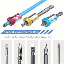 1/3/6件套通用磁性螺丝环钻头套装，1/4英寸接口，金属磁性螺丝刀头，可拆卸六角柄，合金电磁环钻头，防滑磁铁，适用于钻头（颜色随机） - 彩色 - 查看 9