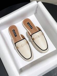 Women's Fashionable Slip-On Flat Mule Shoes - Apricot - View 2