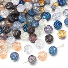 20pcs/Pack 10mm Glass Rose Round Beads, Electroplated Rose Beads For Jewelry Making DIY Bracelet Necklace, Valentine's Day Rose Beads