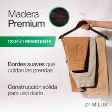 CYPN40 Ganchos De Madera para Ropa - con Barra Antideslizante Y Gancho Giratorio 360° - Perchas Ultra Resistentes para Pantalones Trajes Faldas Y Abrigos - Color CaobaFashion - 222561018 - Ver 6