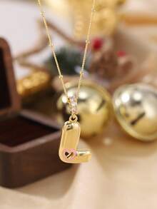 1pc Stylish And Simple Women's Necklace With 26 Letter Pendant (A-Z Capital Letters). Suitable For Everyday Wear, Unisex, And As A Gift For Friends. - Multicolor - View 17