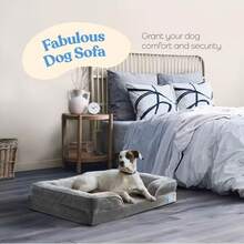 Sofá cama para perros XXL extraíble y lavable, adecuado para mascotas grandes como golden retrievers, sofá cama grande de espuma de soporte con funda extraíble y lavable, forro interior y base antideslizante, gris, decoración de habitación, muebles de patio al aire libre, muebles de patio - Gris Oscuro - Ver 9