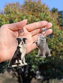 1pc Personalized Acrylic Photo Keychain, Pet Photo Keychain, Bag Charm, Customized Gift, Personalized Keychain - Multicolor - View 5