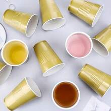 Disposable Party Plastic Cups - 18 Oz | Excellent Disposable Cups For All Parties | Great Plastic Drinking Glasses Party Cups For Party Supplies, 50 Pcs, Gold - 金色 - 查看 2
