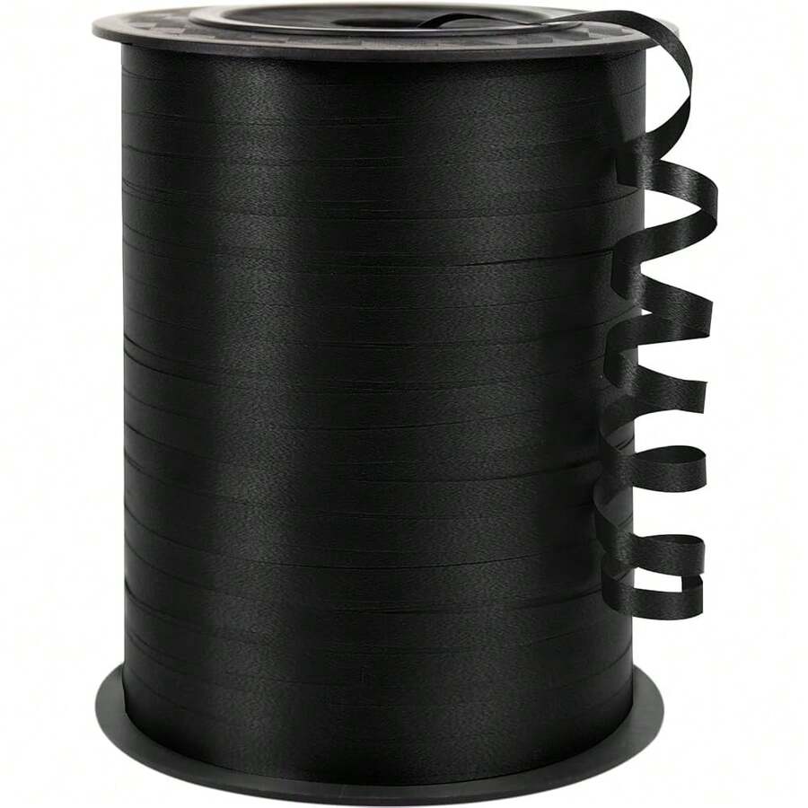 500 Yards Black Curling Ribbon For Gift Wrapping, 1/5 Inch Wide Balloon Ribbon String, Curl Decorating Florist Flower, Crafts, Wreaths, Halloween, Birthday Party, Wedding - SoftBlack - View 1