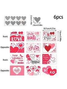 6pcs Heart-Shaped Scratch Cards, "I Love You" Valentine's Day Party Creative Pink Scratch Cards, Party Gifts And Surprises, Suitable For Valentine's Day, Christmas, Anniversary Party Supplies - Paper Material - Multicolor - View 2