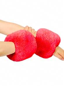 1对人造毛皮腕套，蓬松狐狸毛冬季腕带，毛绒毛皮袖套手镯，手臂保暖套，角色扮演，女士冬季毛绒手臂套，短款人造毛皮腕套