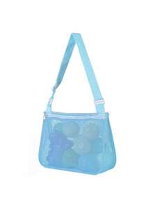 Sac de plage en maille, sac de collection de coquillages avec fermeture éclair et bandoulière réglable, sac fourre-tout de plage mignon, parfait pour collecter des coquillages, des jouets de plage et des accessoires de natation, sac de rangement pour jouets, indispensable pour les croisières et le camping, cadeau pour les garçons et les filles (sac uniquement, sans jouets inclus), sac de plage, kawaii - Multicolore - Voir 18