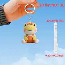 A cute frog keychain -2D acrylic cartoon frog, wearing workwear, perfect for car keys, backpacks, Thanksgiving gifts - Multicolor - Ver 1