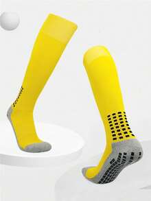 1 Pair Children's Anti-Slip Professional Football Socks, Thick Terry Lining Knee-High Sports Socks, Polyester Knit Fabric, Back To School, First Day Of School - Multicolor - View 21