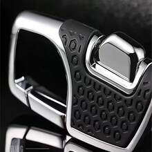 1pc Double Ring One-Click Key Chain, Iron Chain Anti-Lost Leather Ring - Fashionable Metal Texture Design, Sturdy Structure, Suitable For All Vehicle Models, Perfect Gift For Enthusiasts, Driver Accessory, Key Ring - Black * 1 Piece - View 6