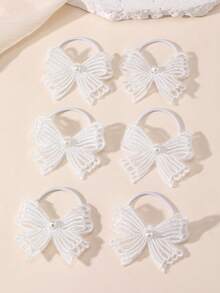 6pcs/12pcs Girls White Pearl Butterfly Hair Clips, Hair Ties, Hair Bands Set, Suitable For Daily Decoration - White - View 12