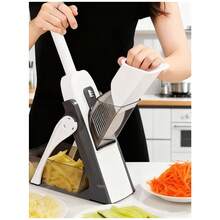 2026 Newly Upgraded Food Slicer, Specifically Designed For Potato Sticks, Thin Slices, And Cubes. A And Reliable Mandoline Slicer Suitable For All Chefs. 5-In-1 Vegetable Chopper With Adjustable Thickness From 0.1 To 8mm-An Essential Prep Tool. Quick Meal Prep With Effortless Assembly And Cleaning-No Gloves Or Blade Changes Required. This Vegetable Slicer Makes An Excellent Gift For Weddings, Celebrations, Or Home Use. Compact Design Saves Counter And Cabinet Space-An Essential  For Every Homemaker. The Perfect Present For Moms, Wives, Neighbors, Friends, Bosses, Or Colleagues Who Love Cooking. - 灰白色 - 查看 12