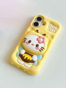 Sanrio 3件套三丽鸥授权可爱卡通蜜蜂KT猫可扩展手机支架保护套，兼容 17 Pro Max、16/15/14/13/12/11，硅胶手机保护套 - 玫紅色 - 查看 7