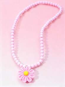 1pc Children's Cute Flower Beaded Pendant Necklace, Suitable For Girls' Daily Wear, Can Be Used As Holiday Or Birthday Gift - Multicolor - View 15