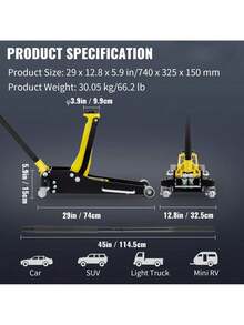 Floor Jack  3 Ton Low Profile Floor Jack  Aluminum And Steel Racing Floor Jack With Dual Pistons Quick Lift Pump  Floor Jack Lifting Range 3-6 11 -19-11 16 - Yellow - View 7
