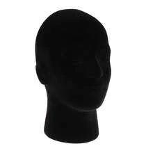 Styrofoam Model Head Mannequin Stand Wig Hair Hat Display Black - Black - View 5