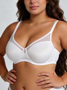 Wingslove White Seamless Underwire Full Coverage Bra, Unlined Lace Detail Comfort Bra, Daily Wear & Romantic Date Nights - White - View 5