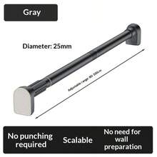 1pc Retractable Stainless Steel Balcony Clothes Drying Rack, Bathroom Curtain Rod, Wardrobe Closet Rail, Storage & Organization, Women White T-Shirt, Women Black Pants, Women Winter Clothing, Dress, Women Winter Outfit, Elegant Women Dress, Women White Long Sleeve Shirt, Women Spring Dress, Women Spring Set, Spring, Spring Apparel, Minimalist, Summer Top - Black - View 28